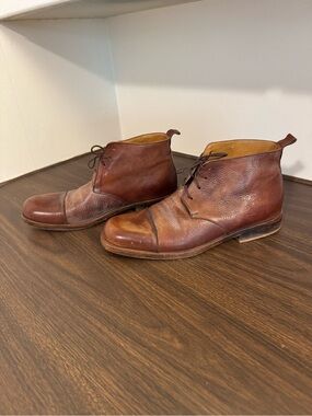 MOMA Men’s Handmade Italian Leather Cap Toe Chukka Boots Brown EU 43 US 10 Italy